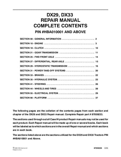 Download Case IH DX29, DX33 Tractor Service Repair Manual 87059223