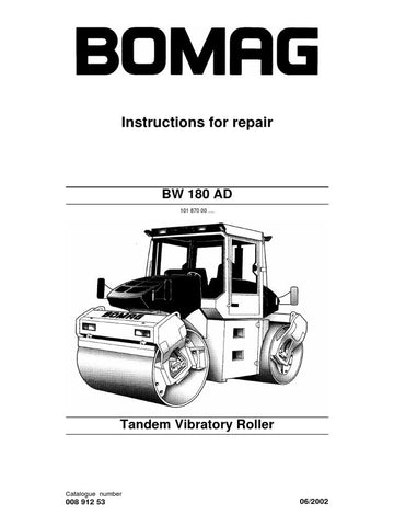Download Bomag BW 180 AD Tandem Vibratory Roller Service Repair Manual