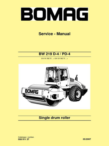 Download Bomag BW 219 D-4 / PD-4 Single Drum Roller Service Repair Manual