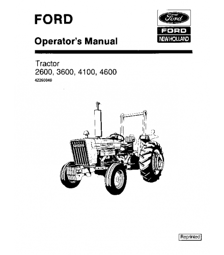 FORD NEW HOLLAND 2600, 3600, 4100, 4600 TRACTOR OPERATOR'S MANUAL