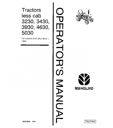FORD NEW HOLLAND 3230, 3430, 3930, 4630, 5030 TRACTOR OPERATOR'S MANUAL