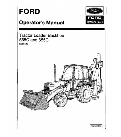 FORD NEW HOLLAND 555C, 655C BACKHOE LOADER OPERATOR'S MANUAL
