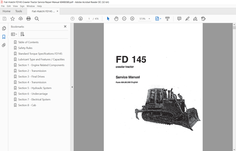 Fiat-Hiatchi FD145 Crawler Tractor Service Repair Manual 60406580