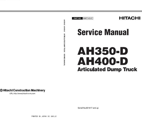 Hitachi AH350-D, AH400-D Articulated Dump Truck Service Repair Manual