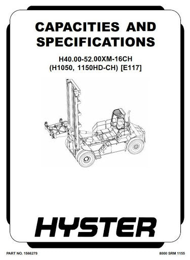 Hyster H1050HD-CH, H1150HD-CH Forklift Truck E117 Series Workshop Service Repair Manual (USA)