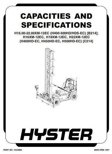 Hyster H16XM-12EC, H18XM-12EC, H22XM-12EC Empty Container Handler C214 series Service Repair Manual (Europe)