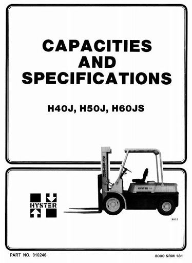Hyster H2.00J, H2.50J, H3.00JS Diesel and LPG Forklift Truck F003 Series Workshop Service Repair Manual (Europe)