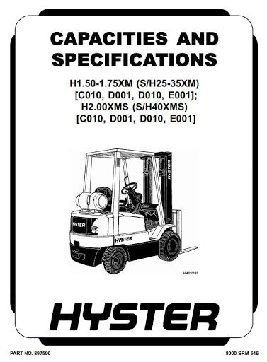 Hyster H25XM, H30XM, H35XM, H40XMS Forklift Truck E001 Series Workshop Service Repair Manual (USA)