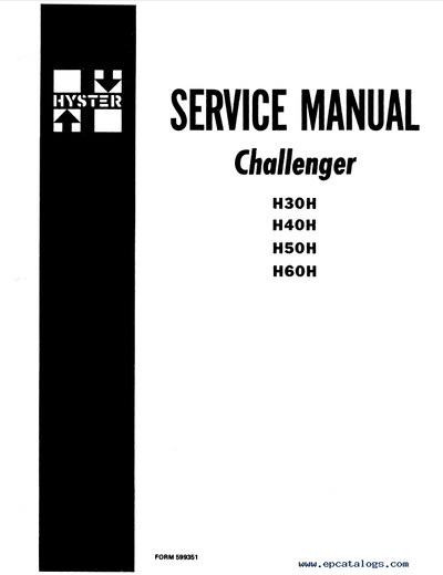 Hyster H30H, H40H, H50H, H60H Forklift Truck D003 Series Workshop Service Repair Manual