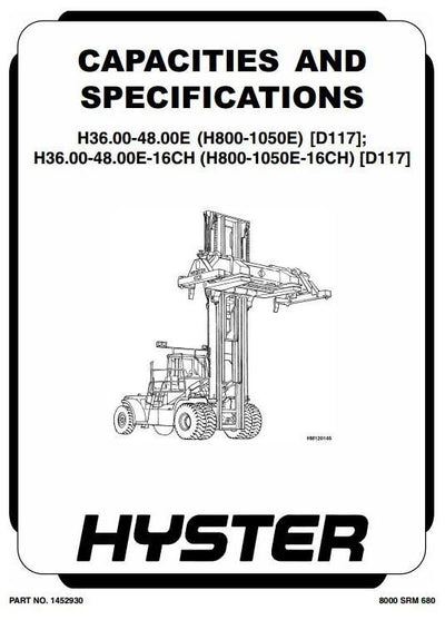 Hyster H36.00E, H40.00E, H44.00E, H48.00E Forklift Truck D117 Series Workshop Service Repair Manual (Europe)