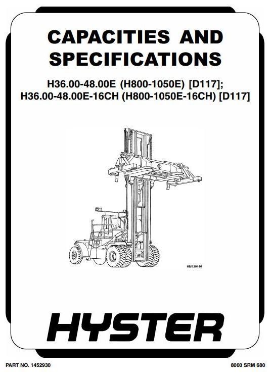 Hyster H36.00E, H40.00E, H44.00E, H48.00E Forklift Truck D117 Series Workshop Service Repair Manual (Europe)