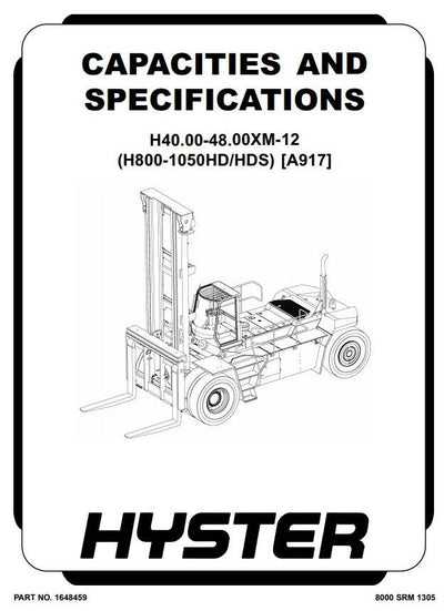 Hyster H36.00XM(S-12); H40.00XM, H44.00XM, H48.00XM(S,-12) Lift Truck A917 series Service Repair Manual (EU)