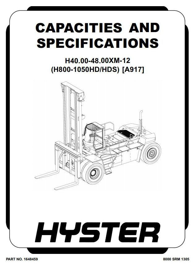 Hyster H36.00XM(S-12); H40.00XM, H44.00XM, H48.00XM(S,-12) Lift Truck A917 series Service Repair Manual (EU)