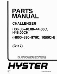 Hyster H800C, H880C, H970C, H1050CH (H36.00C- H48.00CH) Diesel Forklift Truck C117 Series Parts List Manual