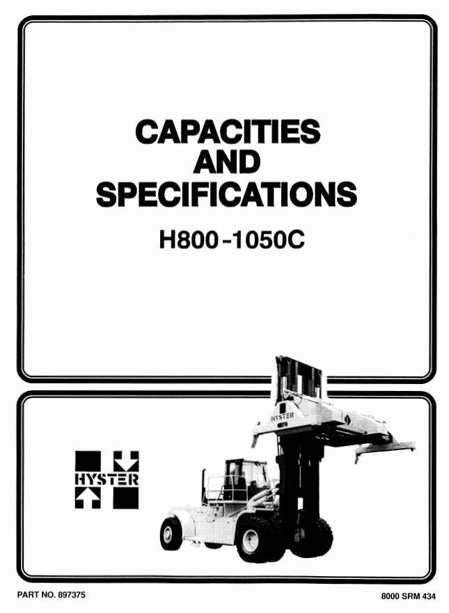 Hyster H800C, H880C, H970C, H1050CH (H36.00C-H48.00CH) Diesel Forklift Truck C117 Series Service Repair Manual