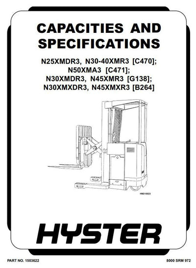 Hyster N25XMDR3, N30XMR3, N40XMR3 Electric Forklift Truck C470 Series Workshop Service Manual
