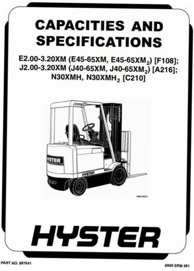 Hyster N30XMH Electric Forklift Truck C210 Series (SN. before C210V-1615) Workshop Service Manual