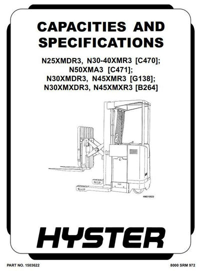 Hyster N30XMXDR3, N45XMXR3 Electric Reach Truck B264 Series Workshop Service Repair Manual