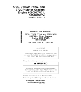 John Deere 770G, 770GP, 772G, 772GP Motor Grader Operator'S Manual Omt278207