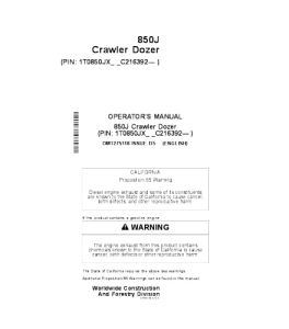 John Deere 850J Crawler Dozer Operator'S Manual Omt275118