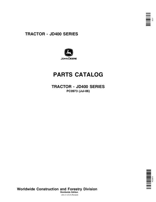 John Deere 400 Series Tractor Parts Manual PC0973