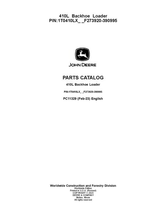 John Deere 410L Parts Catalog Backhoe Loader PC11329 – eRepairInfo