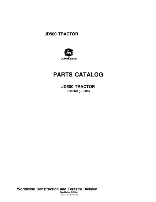 John Deere 500 Series Tractor Parts Manual PC0860