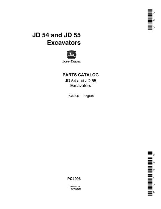 John Deere 54, 55 Excavator Parts Manual PC4996