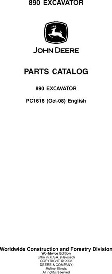  John Deere 890 Excavator Parts Manual PC1616