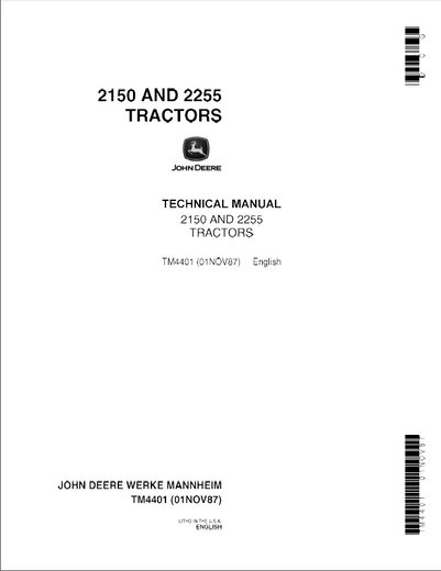 John Deere 2150, 2255 Tractor Service Technical Manual TM4401