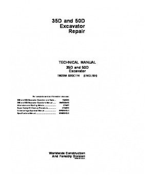 John Deere 35D 50D Excavator Service Repair Manual TM2264