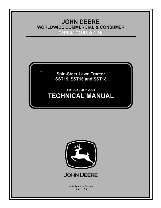 John Deere Spin Steer SST15, SST16, SST18 Service Repair Manual TM1908