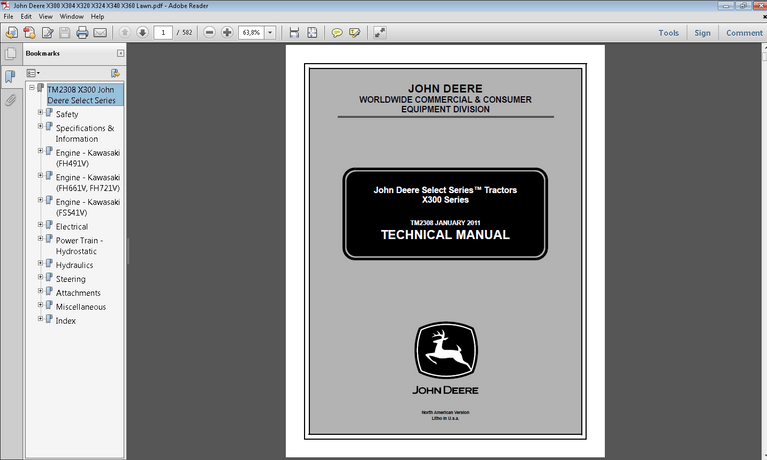 John Deere X300 Series Tractor Service Repair Manual TM2308