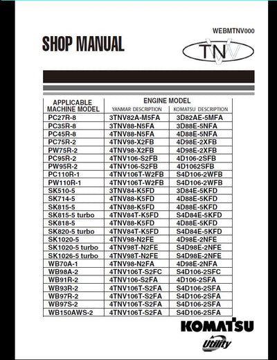 KOMATSU 3D 4D S4D SERIES DIESEL ENGINE Shop Manual