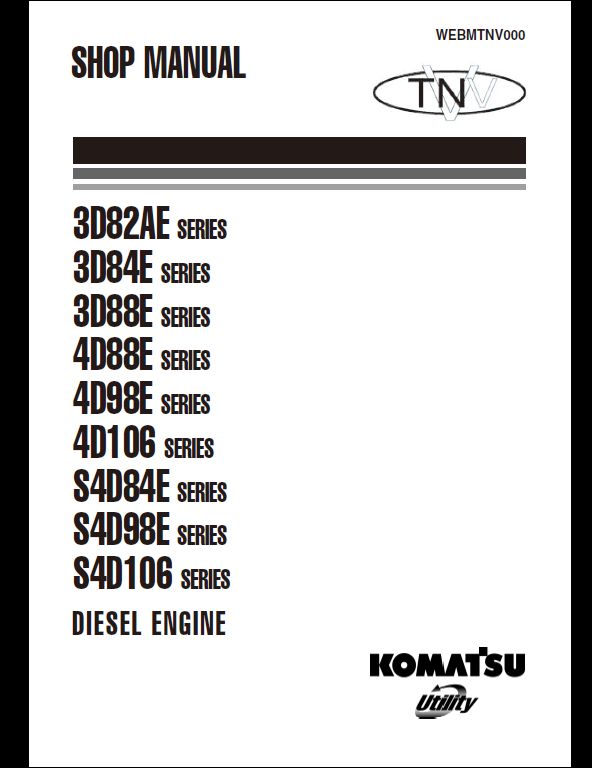 KOMATSU 3D 4D S4D SERIES DIESEL ENGINE Shop Manual