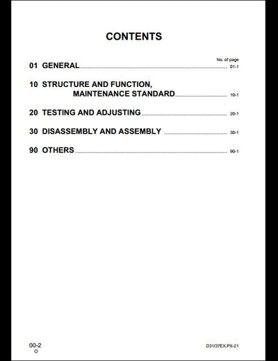 KOMATSU D31EX-21 D31PX-21 D37EX-21 D37PX-21 Bulldozer Service Repair Shop Manual