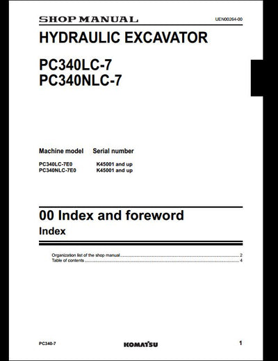 KOMATSU GALEO PC340LC-7 PC340NLC-7 Hydraulic Excavator Service Repair Shop Manual