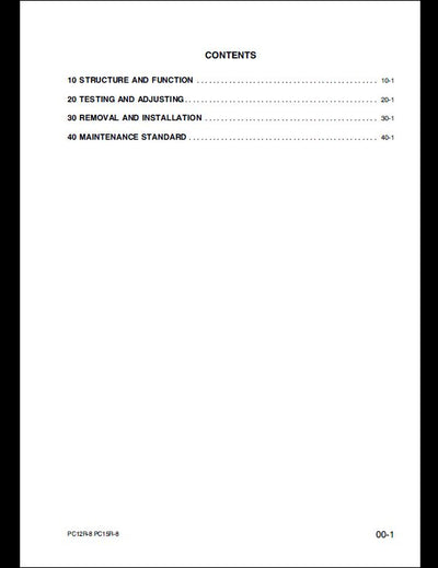 KOMATSU PC12R-8 PC15R-8 Hydraulic Excavator Service Repair Shop Manual