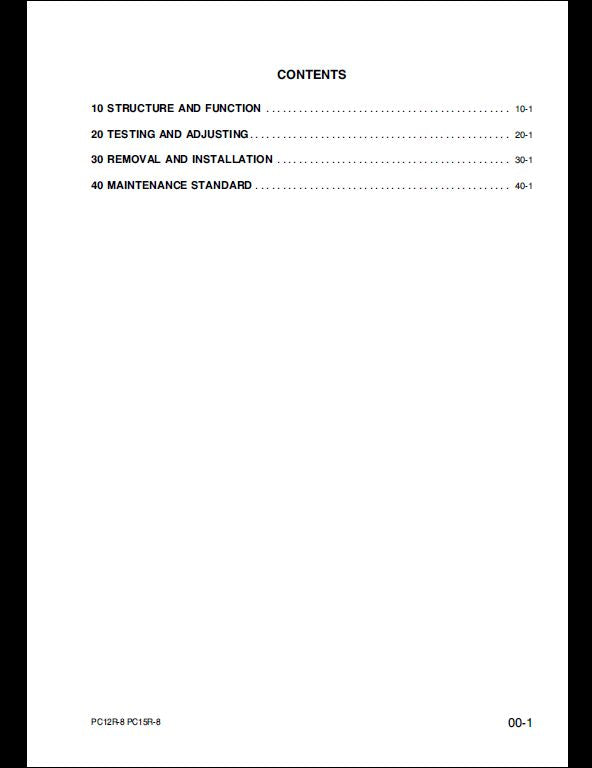 KOMATSU PC12R-8 PC15R-8 Hydraulic Excavator Service Repair Shop Manual