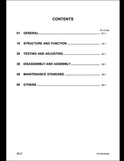 KOMATSU PC130-6K PC150LGP-6K Hydraulic Excavator Service Repair Shop Manual