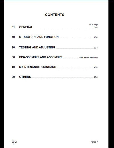 KOMATSU PC130-7 Hydraulic Excavator Service Repair Shop Manual