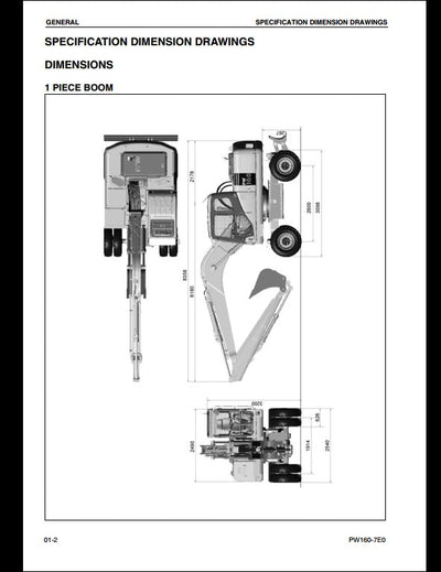 KOMATSU PW160-7E0 Hydraulic Excavator Service Repair Shop Manual