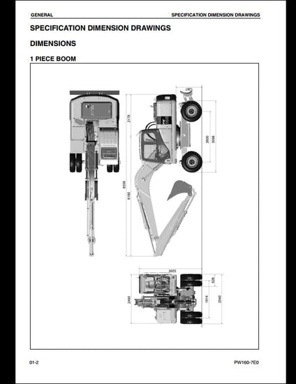  KOMATSU PW160-7E0 Hydraulic Excavator Service Repair Shop Manual