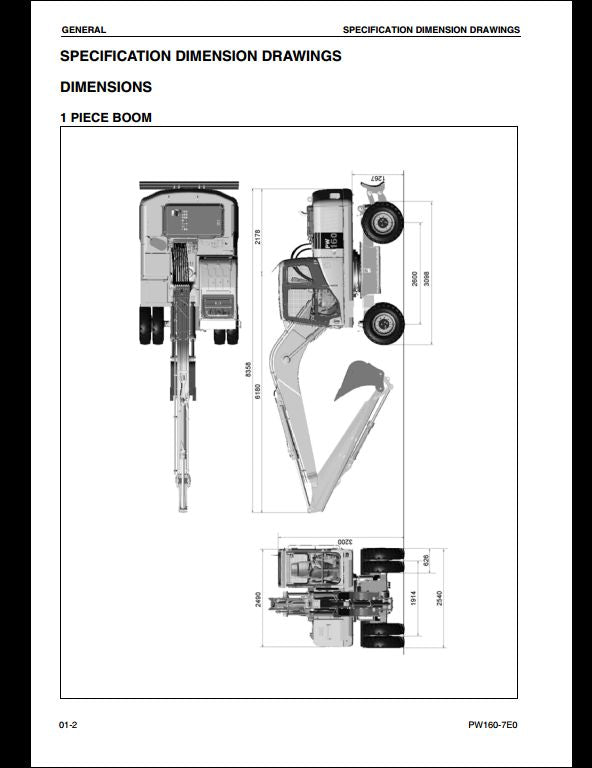 KOMATSU PW160-7E0 Hydraulic Excavator Service Repair Shop Manual