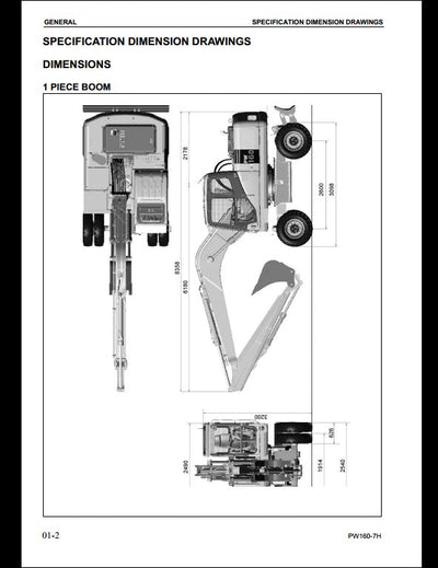 KOMATSU PW160-7H Hydraulic Excavator Service Repair Shop Manual