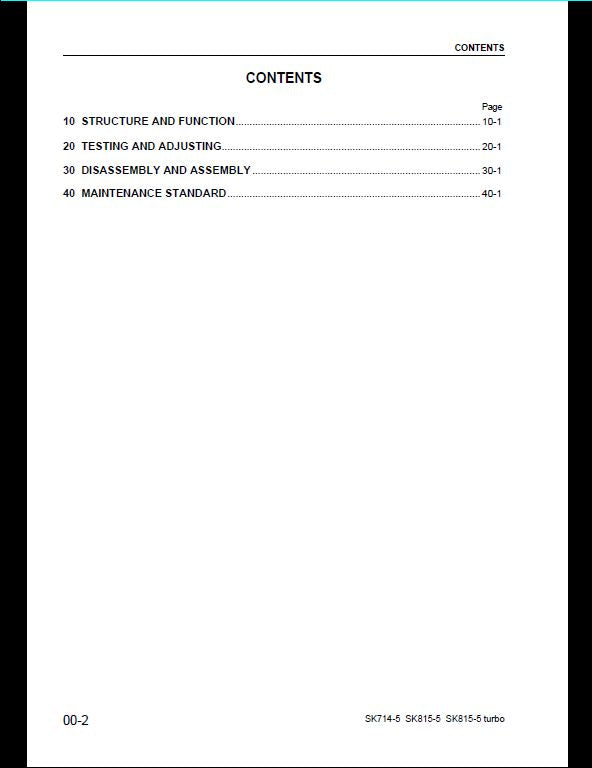 KOMATSU SK714-5 SK815-5 SK815-5 turbo Skid-Steer Loader Service Repair Shop Manual WEBM005500