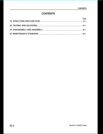 KOMATSU SK818-5SK820-5 turbo Skid-Steer Loader Service Repair Shop Manual WEBM005000
