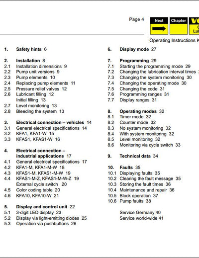 KOMATSU Vogel Central Lubrication KAF KAFS Pump Units Operating Instructions Manual