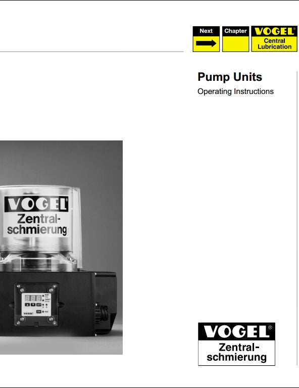 KOMATSU Vogel Central Lubrication KAF KAFS Pump Units Operating Instructions Manual
