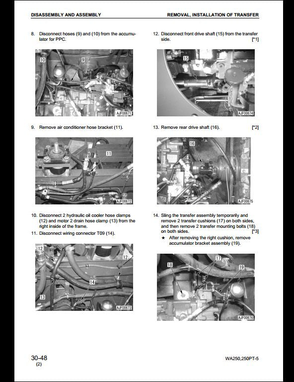 KOMATSU WA250-5H WA250PT-5H Wheel Loader Service Repair Shop Manual